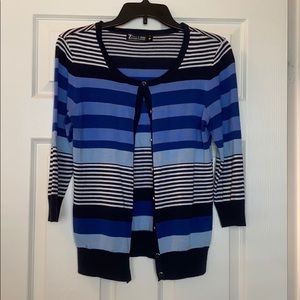 NY&CO LOVER OF BLUE STRIPED BUTTON DOWN SWEATER!!